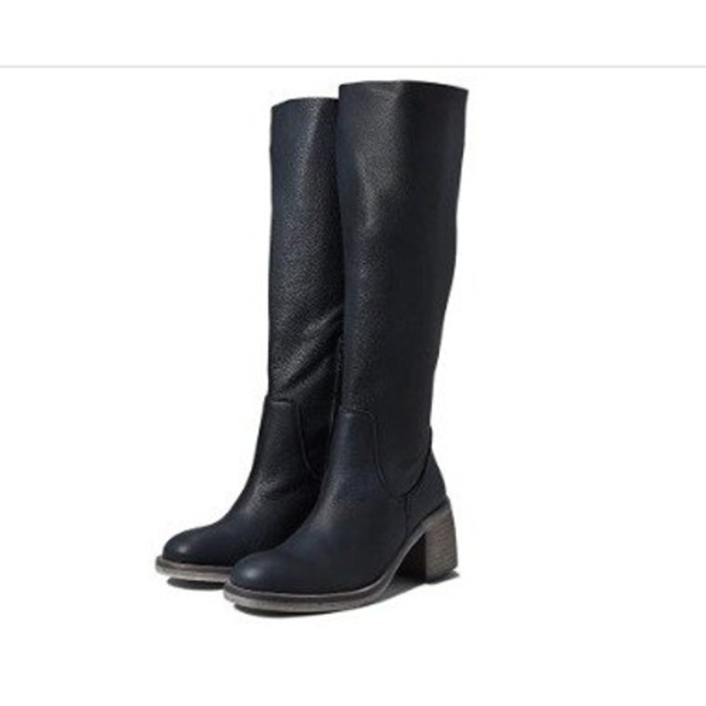 Free People Essential Tall Slouch Boot Womens 7 EU 37 Black Leather Zip Spain - Picture 16 of 16